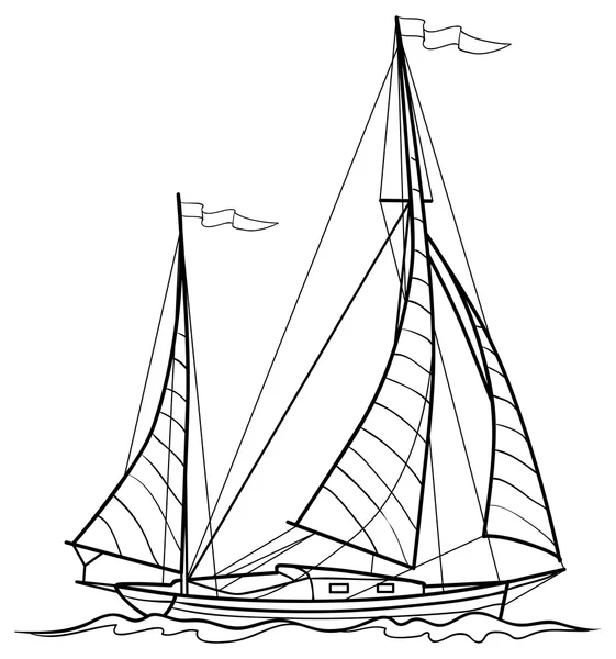 Boceto yawl — Vector de stock