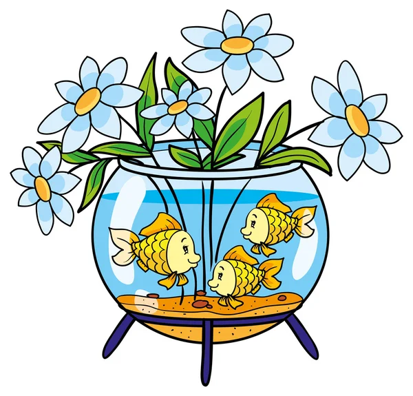 Acuario con flores — Vector de stock