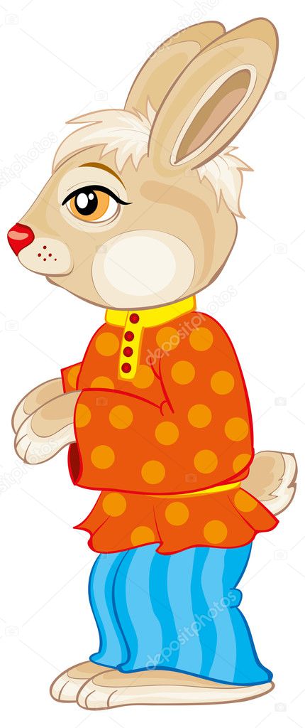 Cartoon bunny wearing clothes Stock Vector by ©Kopirin 58287393
