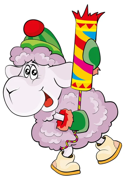 Moutons avec biscuit de Noël — Image vectorielle