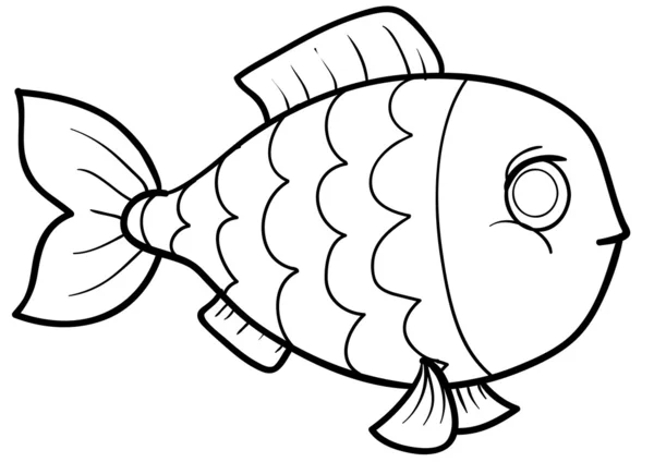 Ilustrasi kartun ikan - Stok Vektor