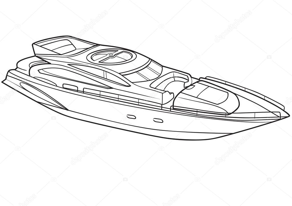 Daily Drawing Demo - Speed Boat Line Drawing and Color./ Speed Boat  Illustration. 