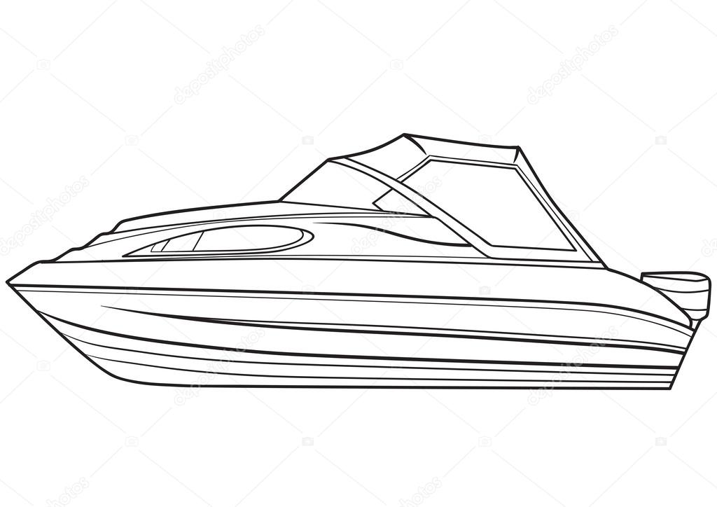Daily Drawing Demo - Speed Boat Line Drawing and Color./ Speed Boat  Illustration. 