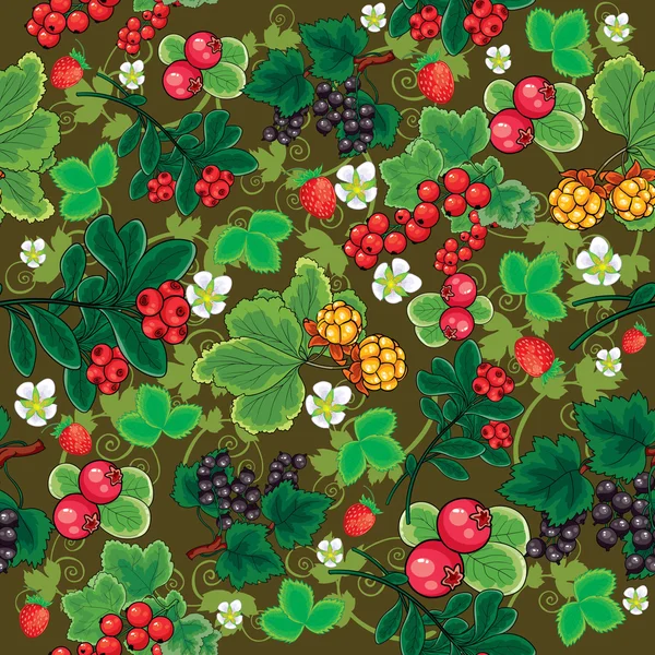 Seamless berries pattern — Stock Vector