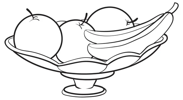Desenho ilustração da tigela com frutas — Vetor de Stock