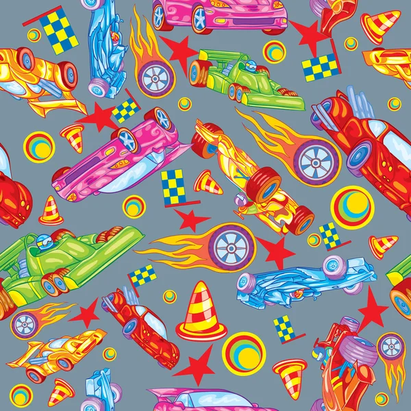 Seamless pattern with racing cars — Stock Vector