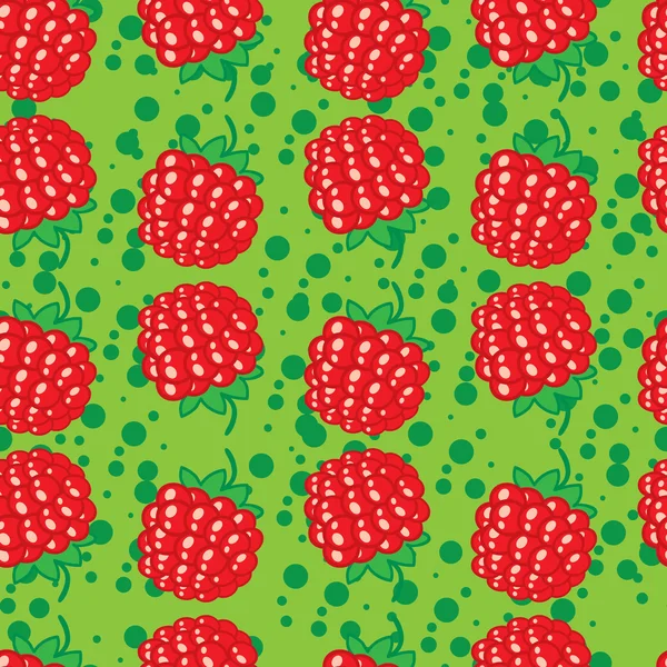 Seamless pattern with raspberries — Stock Vector