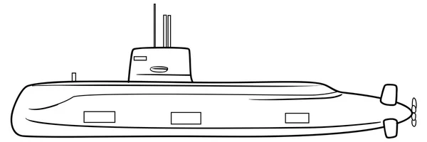 Illustrazione schizzo di sottomarino — Vettoriale Stock