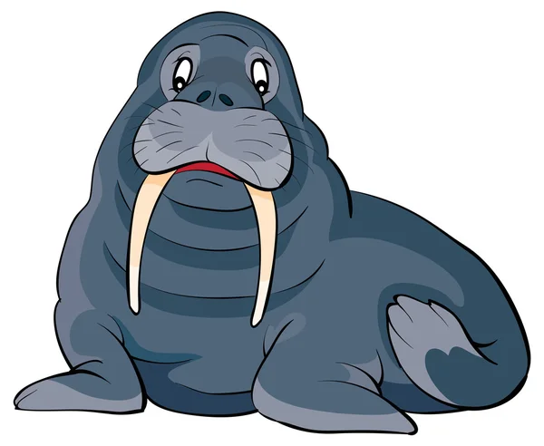 Illustrazione di Cartoon Walrus — Vettoriale Stock