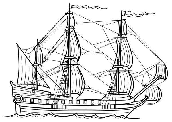 Skizze Illustration der Jacht — Stockvektor