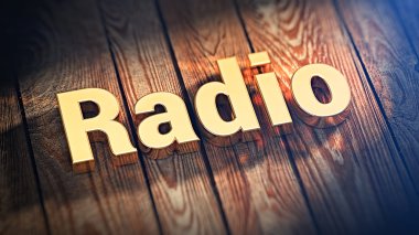 Word radyo ahşap plakalar üzerinde