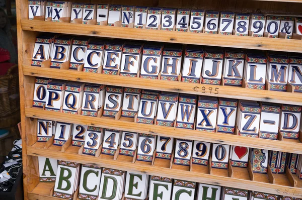 Ceramic letters showcase — Stock Photo, Image
