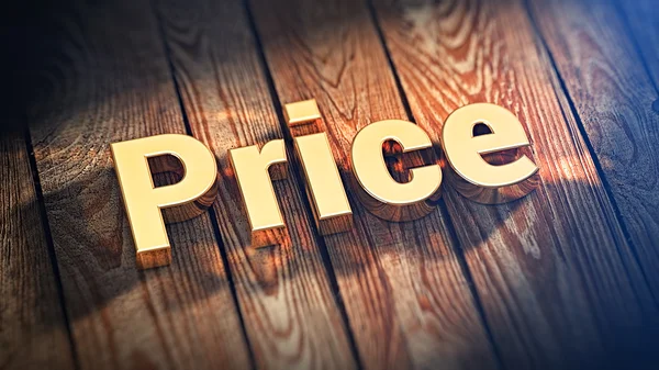 Slovo cena na dřevo prkna — Stock fotografie