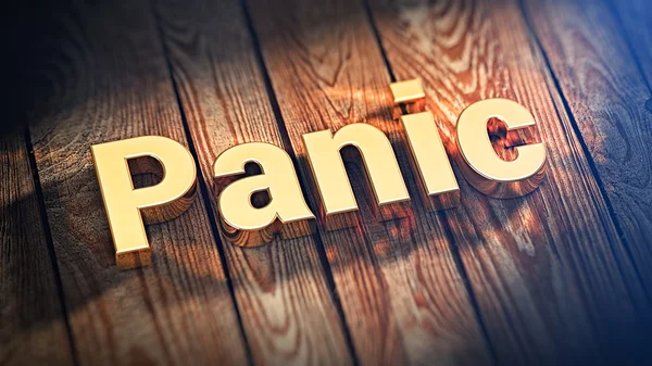 Word Panic op houten planken — Stockfoto