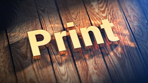 Word Print on wood planks — Stock Photo, Image