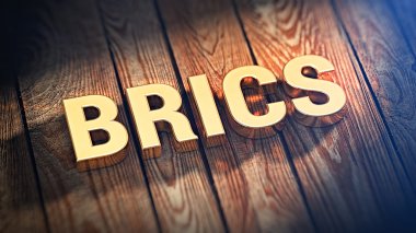 Kısaltma BRICs ahşap plakalar üzerinde