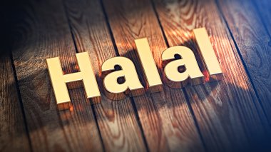 Ahşap plakalar üzerinde kelime Helal
