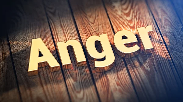 Word Anger on wood planks — Stock Photo, Image