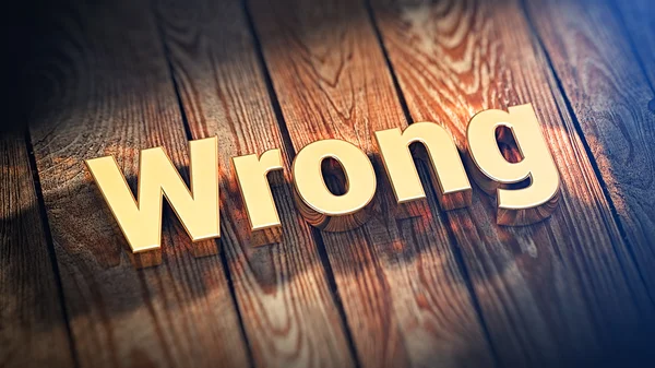 Word Wrong on wood planks — Stock Photo, Image