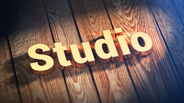 Slovo Studio na dřevo prkna — Stock fotografie