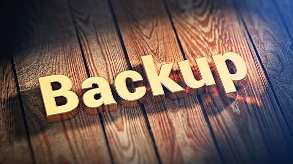 Word Backup op houten planken — Stockfoto