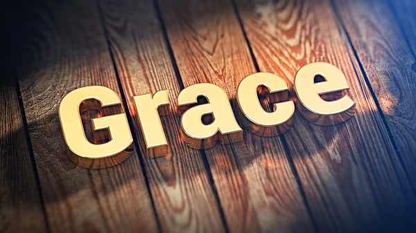 Word Grace op houten planken — Stockfoto