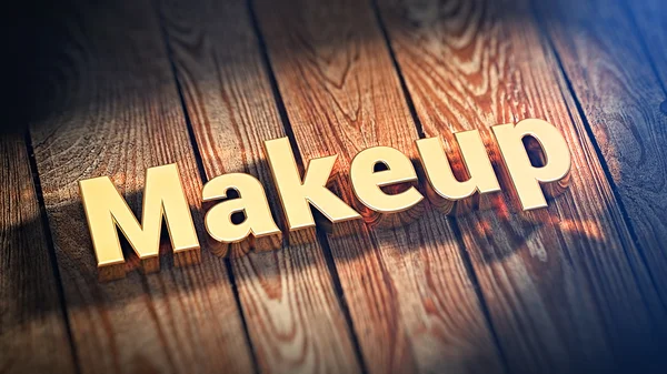 Word Makeup on wood planks — Stock Photo, Image