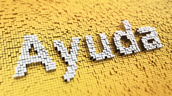 Pixelated Ayuda λέξη — Φωτογραφία Αρχείου