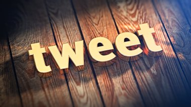 Ahşap plakalar üzerinde kelime Tweet