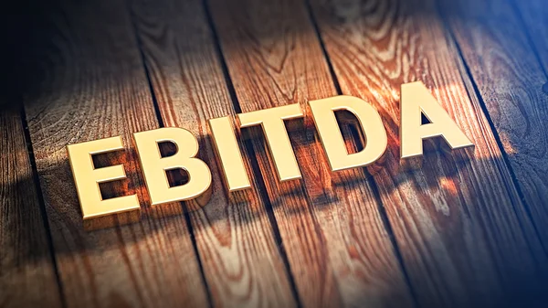 Acronym EBITDA on wood planks — Stock Photo, Image