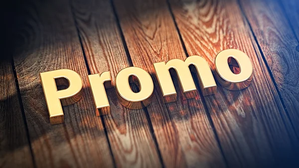 A fából készült deszka szó Promo — Stock Fotó