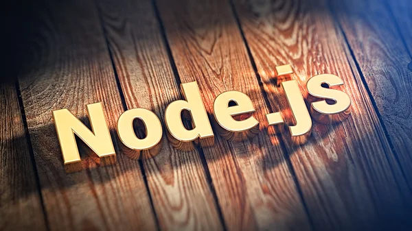 Wort node.js auf Holzplanken — Stockfoto