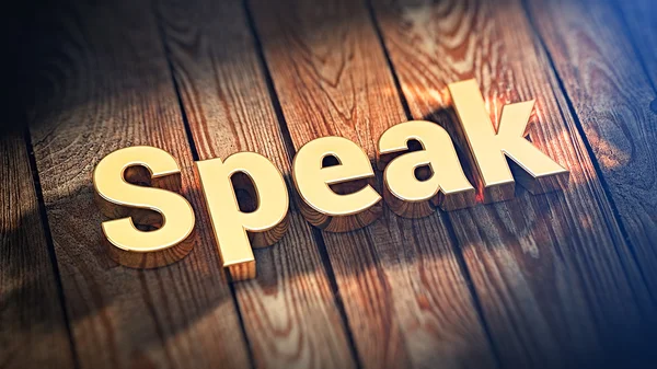 Word Speak on wood planks — Stock Photo, Image