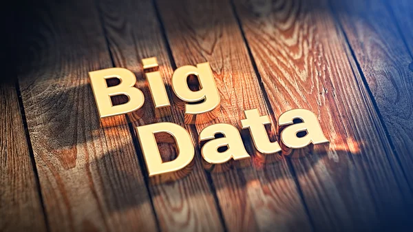 De Big Data woorden op houten planken — Stockfoto