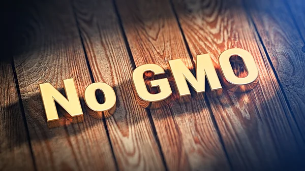 Palabra No OGM en tablones de madera —  Fotos de Stock
