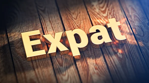 Word Expat on wood planks — Stock Photo, Image