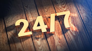 Ahşap plakalar üzerinde rakamlar 24/7