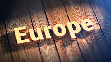 Word Avrupa ahşap plakalar üzerinde