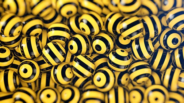 Vibrant black-yellow striped spheres — Stock Photo, Image
