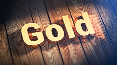 Word altın ahşap plakalar üzerinde