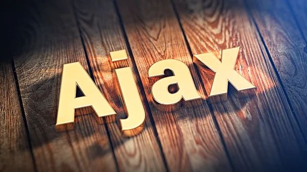 Słowo Ajax na desek drewnianych — Zdjęcie stockowe