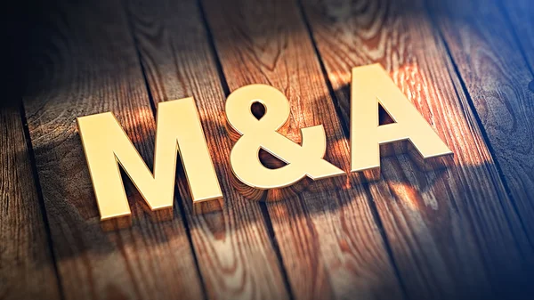 Förkortningen M & A på trä plankor — Stockfoto