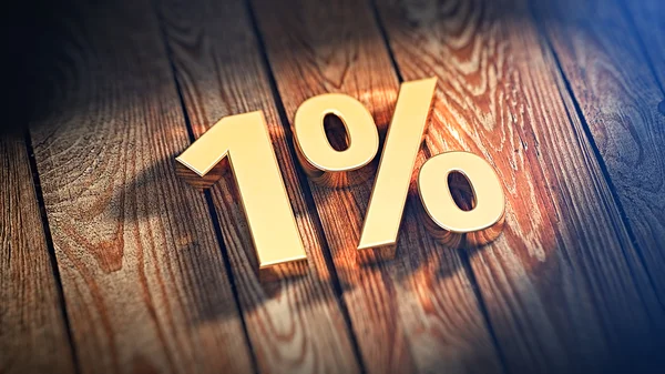 Number 1% on wood planks — Stock Photo, Image