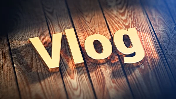 Word Vlog на дерев'яних дошках — стокове фото