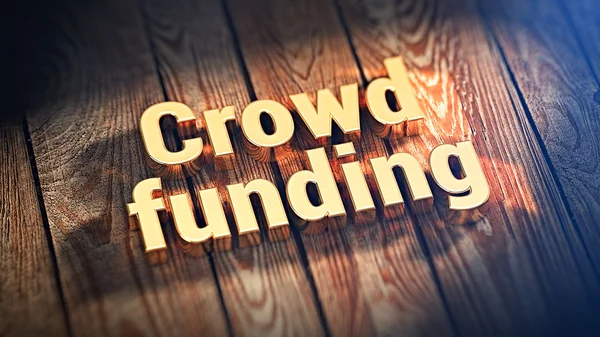 Λέξη Crowdfunding στις ξύλινες σανίδες — Φωτογραφία Αρχείου