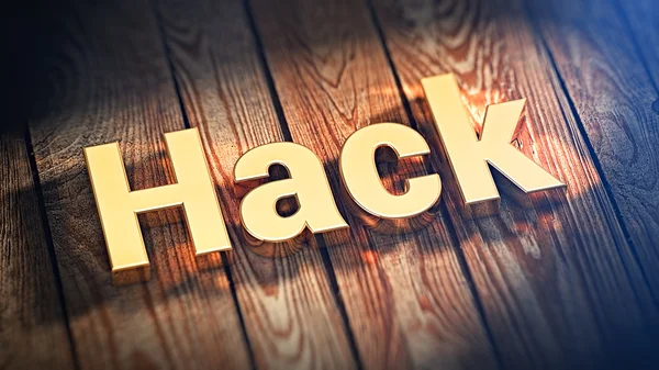 Word Hack on wood planks — Stock Photo, Image