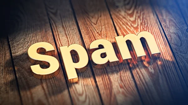 Parola Spam su assi di legno — Foto Stock