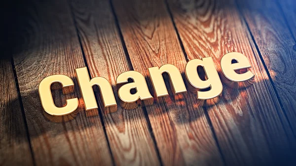 Word Change on wood planks — Stock Photo, Image