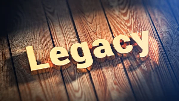 Word Legacy op houten planken — Stockfoto