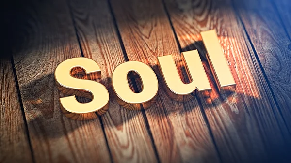 Słowo dusza na desek drewnianych — Zdjęcie stockowe